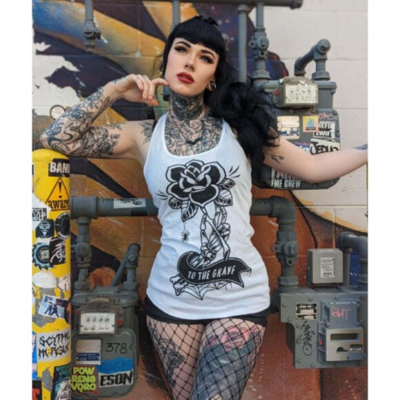 To the Grave White Tank Top Tattoo Art NEW S-2XL - Picture 2 of 5